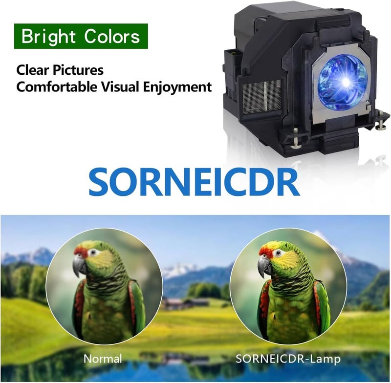 SORNEICDR مصباح بديل لجهاز العرض EP97 متوافق مع EPSON V13H010L97 VS260 Powerlite Home Cinema 2200/2250/U50 880 EB-U50 EX3280 EX5280 EX9230 EB-FH52 EB-FH06 EB-W51 EB-W50 EB-X50 - Image 2